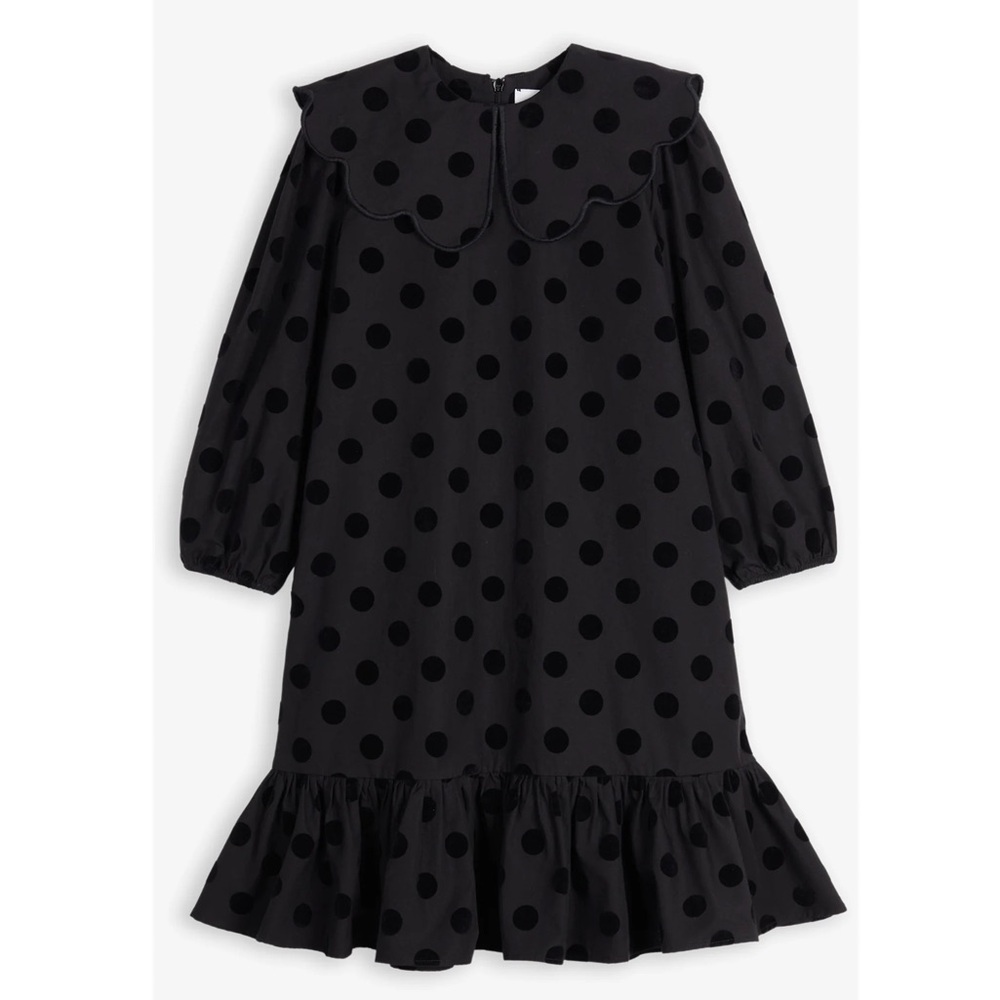 Wolf and Rita Girls’ Black Lilita Mond Polka Dot Holiday Dress—6Y - Picture 3 of 14